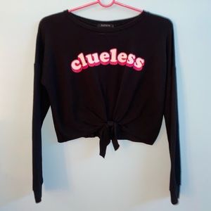 black long sleeve crop top